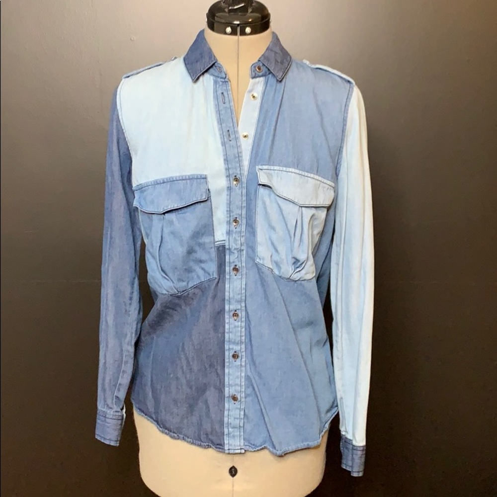 Denim Color block shirt - Picture 1 of 4